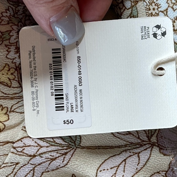 A.N.A. Cottagecore Prairie Woman’s 3/4 Sleeve Dress Cream Floral Large NWT - Picture 11 of 15